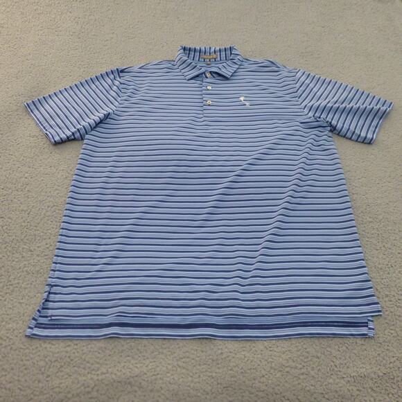 Peter Millar Shirt Mens XL Summer Comfort Polo Golf Blue Performance Striped - Picture 1 of 10